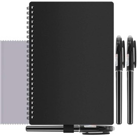 Manricle Cuaderno Inteligente, A5 Cuaderno borrable 100 páginas, Borrado con Agua y con Calor, Sube Archivos y Anotaciones a la Nube, Incluye 3 Plumas y Tela de microfibra