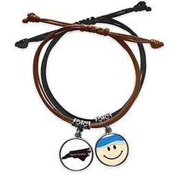 MCJS the united states north map outline bracelet hand chain leather sling fwristband