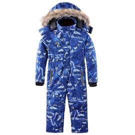 OHSNMAKSL Kid's Snowsuits Boys Ski Suits Jackets Girls Waterproof Coats Jumpsuits Winter Snowboarding Outdoor23HXF-Boy-Snow/Blue-10-12