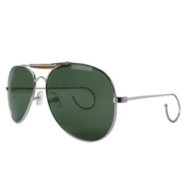 Rothco Aviator Air Force Style 58MM Sunglasses with Case, Green Lenses