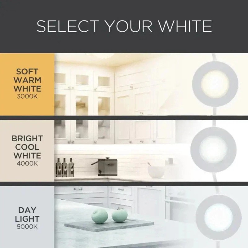 Enbrighten ProLink 55215-T1 Plug-in LED Under Cabinet Puck Lights (5-Pack)