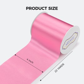 Kryvus Pink Satin Ribbon, 100mm x 20M Wide Pink Ribbon, Solid Large Ribbons for Cutting Ceremony, Grand Opening, Wedding Chair Sash, Car Decor, Gift Wrapping, Party Decoration