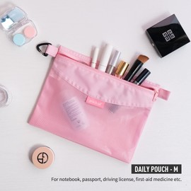 pack all Water-resistant Material Zipper Pouch, Mesh Zipper Bags for Storage, Travel, Office (Pink, Medium)