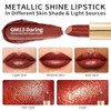 OULAC Lippenstift Metallic Glanz Finish, Rot Langanhaltender Glitzer Lippenstifte, Feuchtigkeit