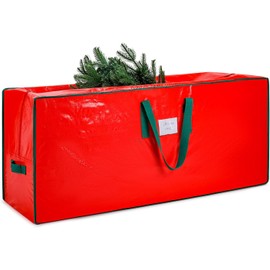 KRYSTY Christmas Tree Storage Bag - Fits Up to 7.5 Foot Xmas Holiday Tree, Zippered Bag, Carry Handles, Durable Waterproof Material, Protects Against Dust and Moisture, Red