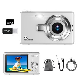 Digital Camera (4K Video Recording, 50 Million Pixels) Digital Camera, 32 GB, Micro SD Card Included, AF Autofocus, Compact Camera, 2.7 Inch Large Screen, 16x Zoom, Flash, Image Stabilization, Webcam