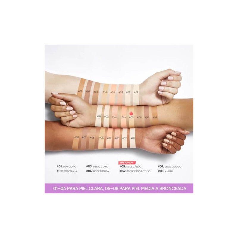 Base Maquillaje Cremosa Matte Alta Cobertura Larga Duración 12h Resistente