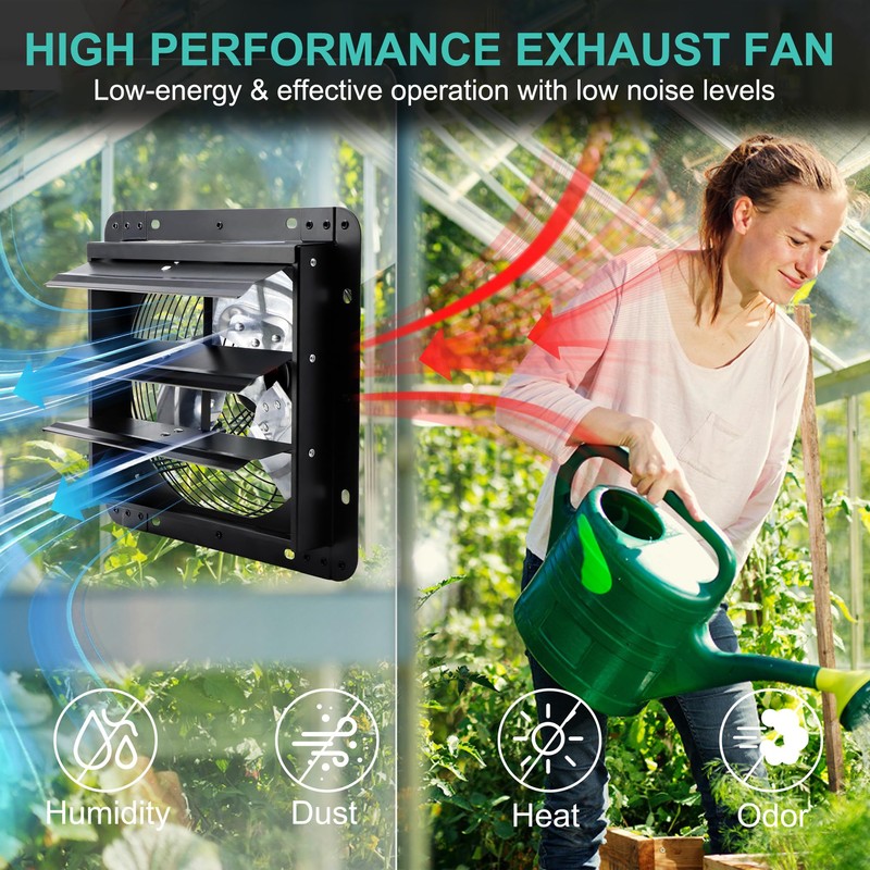 Hipoilk 7 Inch Shutter Exhaust Fan for Greenhouse, Shed, Garage,