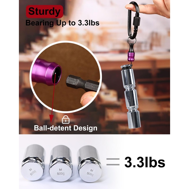 katerk 6pcs Bit Holder with Carabiner Socket for Mens Gift,