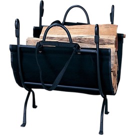 Uniflame Deluxe Wrought Iron Log Holder, HT 18" WD 23" WT 12.3, Black