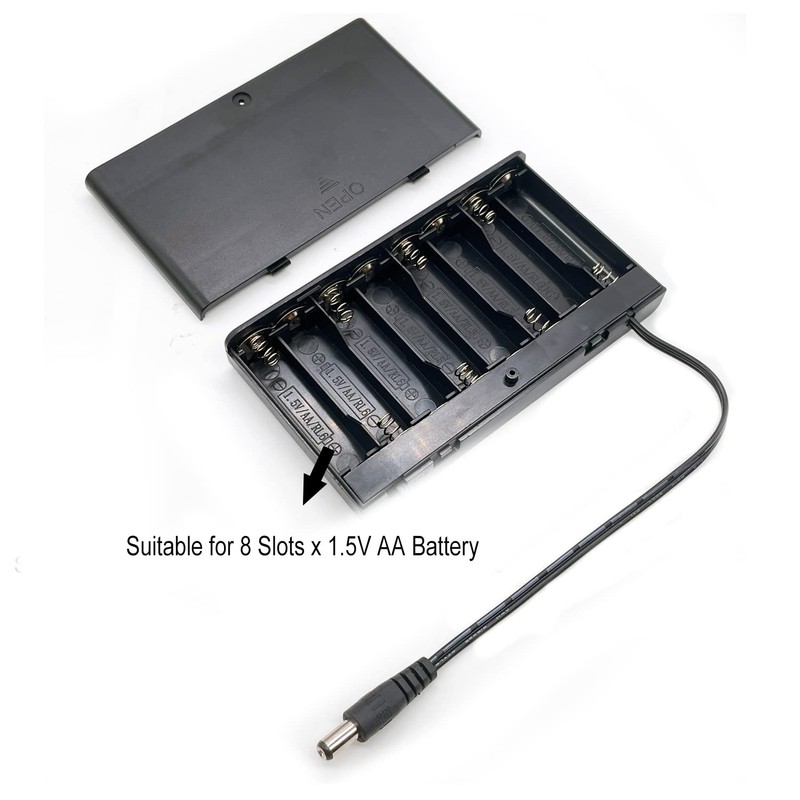 Jstincal 8AA Battery Holder, 8 AA Battery Box, 8 x