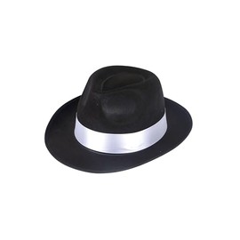 Henbrandt Adult Al Capone Gangster Hat Black with White Ribbon
