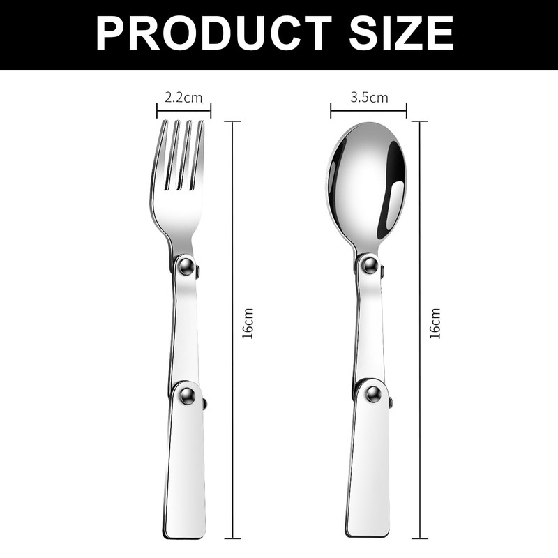 2PCS Foldable Spoon Fork Set - 304 Stainless Steel Sporks