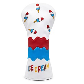 Golf Club Headcover Ice Cream Embroidered Overflow Wood Cover Driver Fairway Wood Utility Hybrid Headcover with Number Tag Summer Limited (for DR)