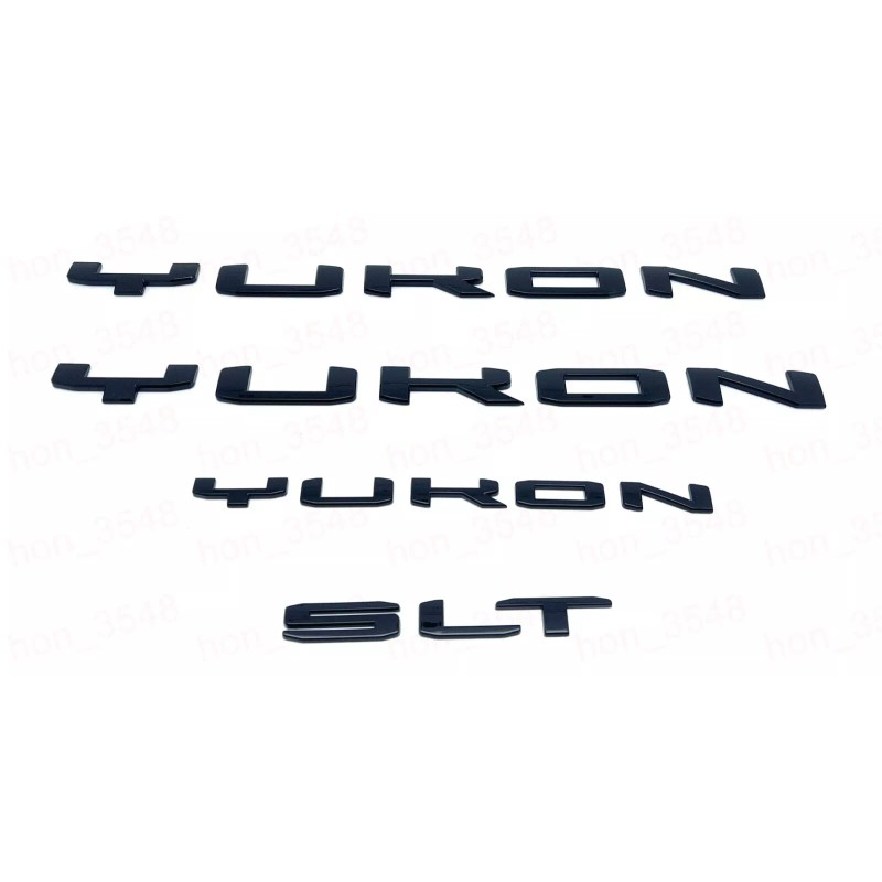 GMC Gloss Black Door Rear SLT Yukon Emblems Letters 2021-2024