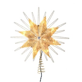 Kurt S. Adler 12-Inch 10-Light 8-Point Capiz Gold Star Treetop Tree Topper, Multi