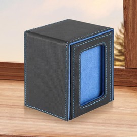 F Fityle Trading Card Deck Box Holds 100+ Cards, with Display Window, Closure Card Holder for Sports Cards, Card Storage Case, Blue