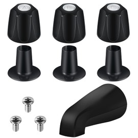 Coolfell Matte Black Bath Tub Spout Shower Trim Kit, 3 Piece Shower Knob
