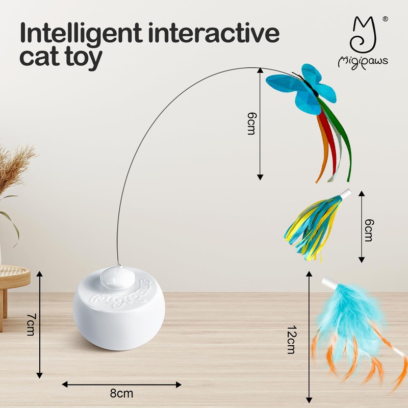 Migipaws Interactive Cat Toys, Butterfly & Feather Kitten Toy,Automatic Spinning