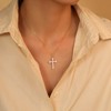 S.Leaf Gold Cross Necklace for Women Sterling Silver Birthstone Friendship
