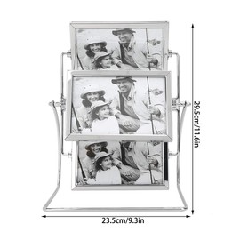TeamSky Photo Frame, Rotatable Ferris Wheel Family Pictures Frames,Stainless Steel Desk Table Top Vintage Photo Frames Horizontal Placement Rotating Metal Photo Picture Frame for 6x4in Photo