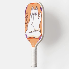 TigerTail Sports White Fat Cat Colorful Design Pickleball Paddle, USA Pickleball Approved, White Trim