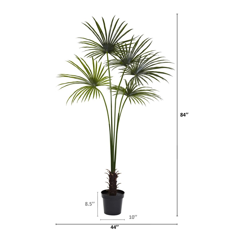 Nearly Natural Fan Palm Indoor/Outdoor UV Resistant Tree, 7'