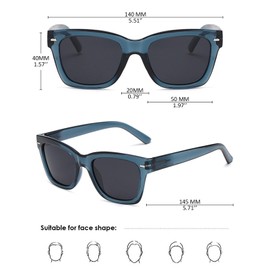 KOOSUFA Classic Reading Sunglasses Sun Readers for Men Women Stylish Spring Hinge Outdoor UV Protection UV Resistant Transparent dark blue 3.0