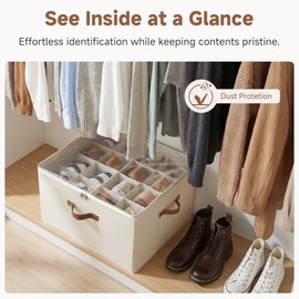 StorageWorks Organizador de Zapatos para Armario, Capacidad para 16 Pares, Contenedores de Almacenamiento con Separadores Ajustables y Cubierta...    
