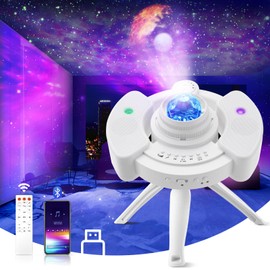 LED Starry Sky Projector, 4-in-1 Planet Galaxy Star Projector, Starry Sky Projector with 360° Rotation, Bluetooth Speaker, Remote for Children, Adults, Party, Birthday, Bedroom, Home Cinema