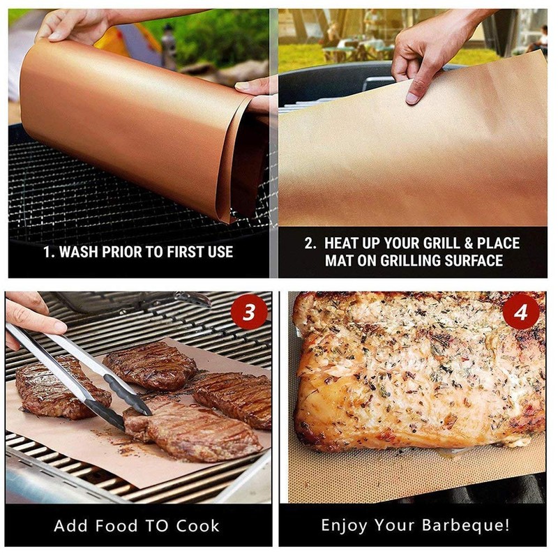 JOKBEN Copper Grill Mat, 5-Pack Heavy Duty Magic BBQ Grill