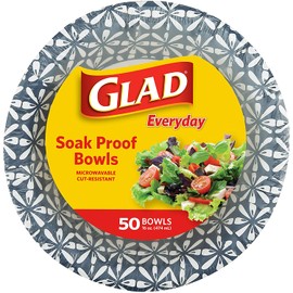 Glad 16 oz Paper Bowls With Daisy Design | Disposable Paper Bowls for Parties and Picnics Daisy Print | Microwave Safe Disposable Paper Bowls for Everyday Use, 16 Oz