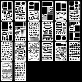 Journal Stencil 20 PCS Plastic Planner Stencils Set for Journal Notebook Diary Scrapbook DIY Drawing Card Template Journal Stencils, 4x7 Inch1