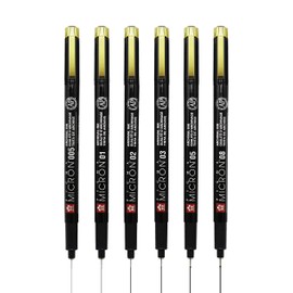Sakura Pigma Micron Black & Gold Edition fineliner set | 6 sizes, black (POXSDKB6YOS)