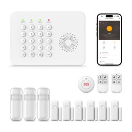 YBJ Alarm System for Home Security,DIY Wireless Home Alarm System with Door and Motion Sensors,Smart Keypad,No Subscription Fee (13-Piece Kit)