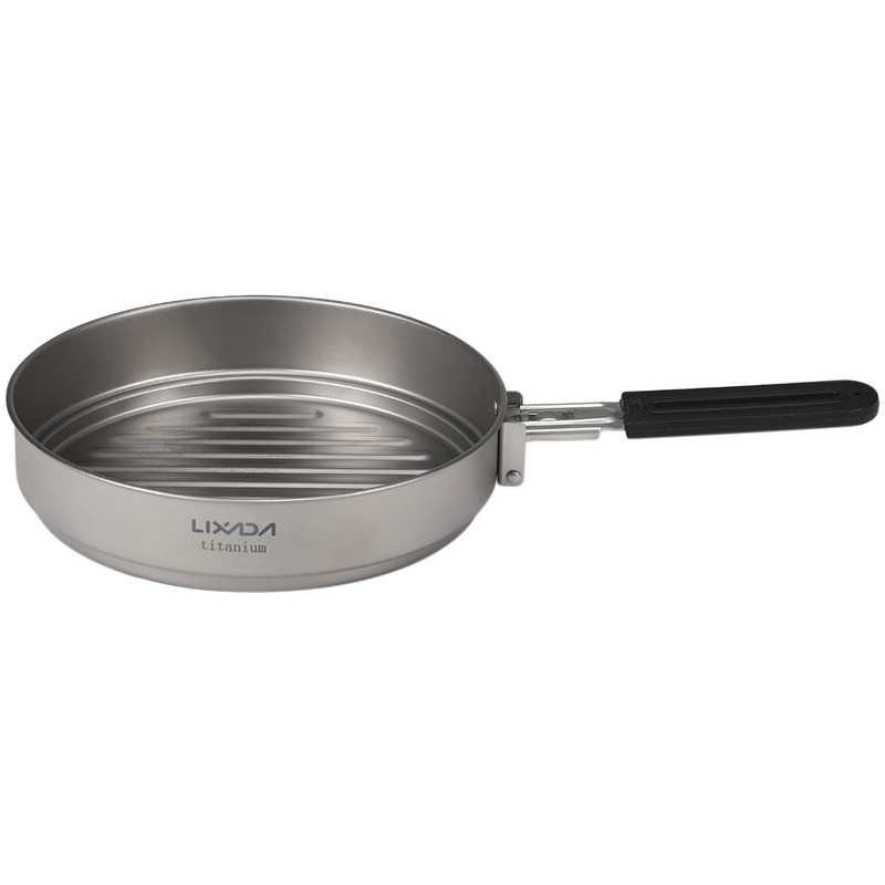 Lixada 1100ml Titanium Fry Pan Ultralight Grill Frying Pan with