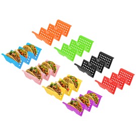 sourcing map 8 Pcs Disposable Taco Holders for Party, Plastic Taco Plates Hold Up to 3 Tacos, Hollow Carved Taco Shell Holder, Dishwasher Safe