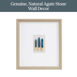 Madison Park Cerulean Staggered Stones Wall Décor for Living Room Natural Agate, Glass Framed Entryway Decor Home Accent, Ready to Hang Bedroom Wall Decor, 17.75" W x 19.75" H, Blue