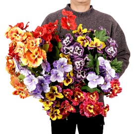 wardbum Artificial Pansy Flowers 120 Heads Faux Plastic Wild Flowers UV Resistant for Home Garden Patio Decor Wedding Centerpieces Indoor and Outdoor (Mixed Color - Pack of 6)