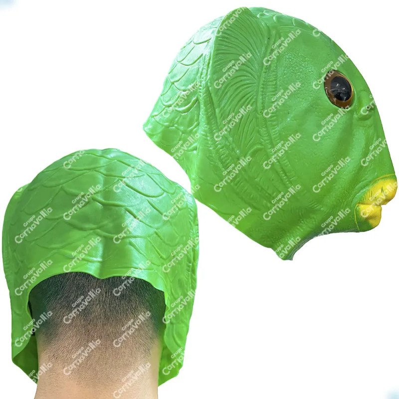 Máscara Cabeza D Pez Verde Disfraz Halloween Fiesta Divertid