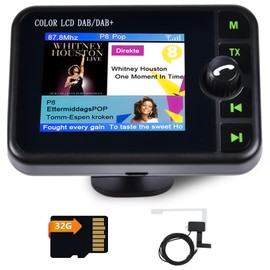 Inefala Digital Radio DAB DAB+ Adapter for Car Radio, 2.4 Inch LCD Display with Music Bluetooth + DAB/FM Transmitter + Aux-In/Out + TF Card Music Playback + Car Charger