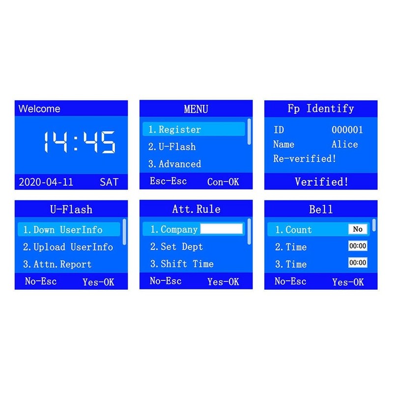 RANJOVER Fingerprint Attendance Machine+10 Cards Access Control Electric Time Clock