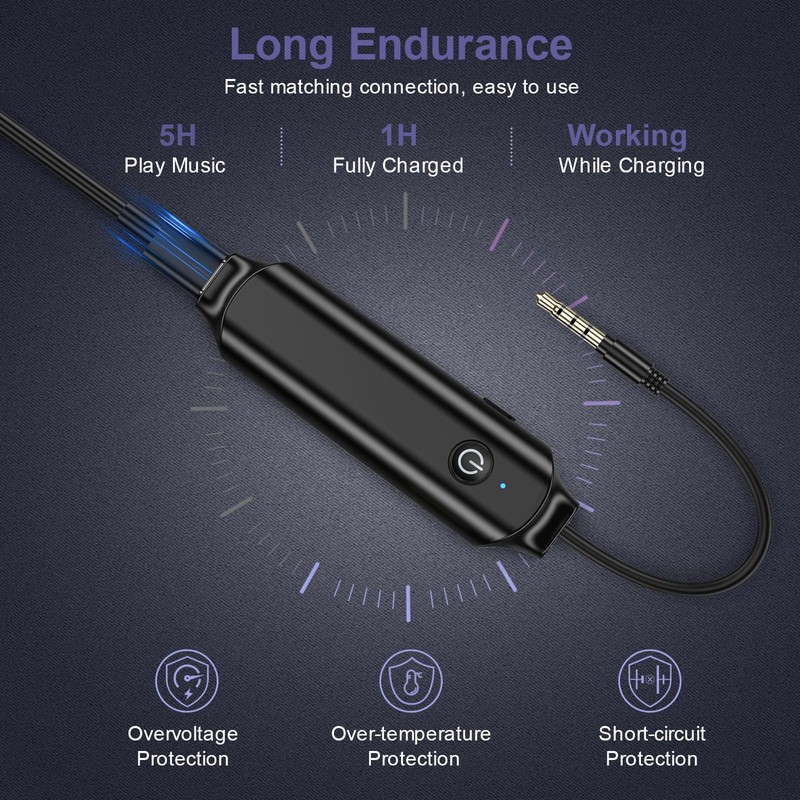 OQIMAX Bluetooth 5.0 Transmitter,Bluetooth Receiver,3.5mm AUX Bluetooth Transmitter Receiver with