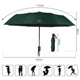 Vicloon Pocket Umbrella, with Stainless Steel Ribs, Compact, Folding UV Umbrella for Adults and Children, Stormproof, Stable