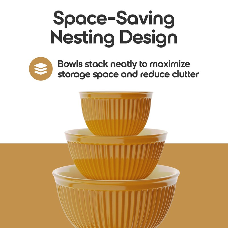 Omniware Simsbury Mixing Bowls, Set of 3 - Nesting Stoneware