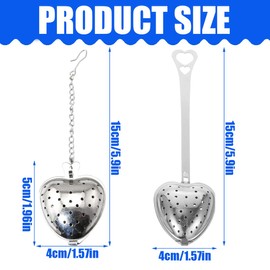 NHP 8-Piece Tea Infuser Set, Tea Ball, Tea Strainer Made of Stainless Steel in Heart Shape, Tea Strainer for Loose Tea, Tea Ball Infuser, Tea Infuser with Chain, Suitable for Fine Loose Tea Leaves,