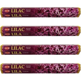 HEM Lilac Incense Sticks Agarbatti Masala - Pack of 4 Tubes, 20 Sticks Each Box,