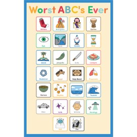 Tough, Hilarious Bad Phonetic Poster ABCs 11x17in. Original Alphabet Novelty Wall Print. Great for Word Nerds, English Teachers, Students, Book Lovers. Fun A-Z Artwork Ships in Protective Packaging