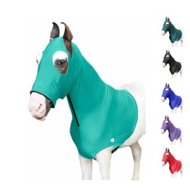 Majestic Ally Stretch Lycra Horse Hood with Zipper (X-Large, Turquoise)