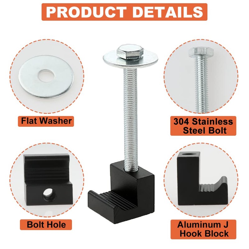 PETCHOR Truck Tool Box Mounting Kit, Aluminum Alloy J Hook